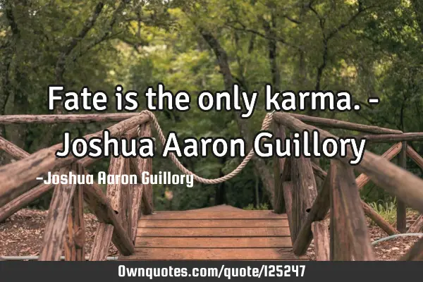 Fate is the only karma. - Joshua Aaron G
