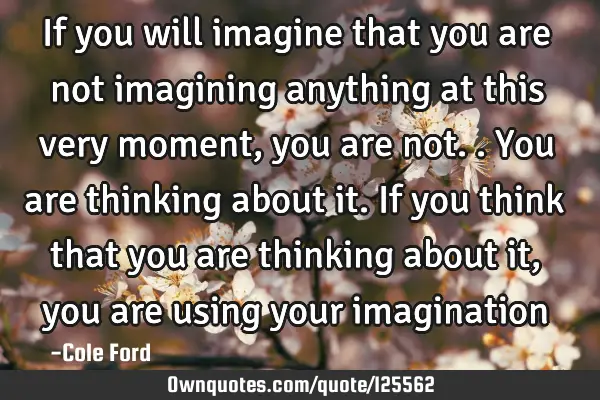 If you will imagine that you are not imagining anything at this very moment, you are not.. You are