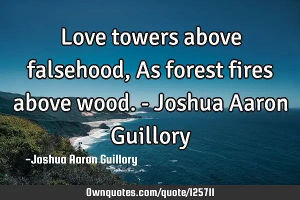 Love towers above falsehood, As forest fires above wood. - Joshua Aaron G