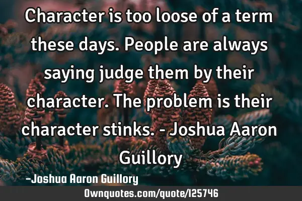 Character is too loose of a term these days. People are always saying judge them by their