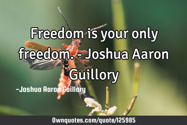 Freedom is your only freedom. - Joshua Aaron G
