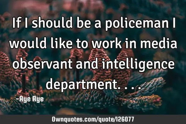 If I should be a policeman I would like to work in media observant and intelligence