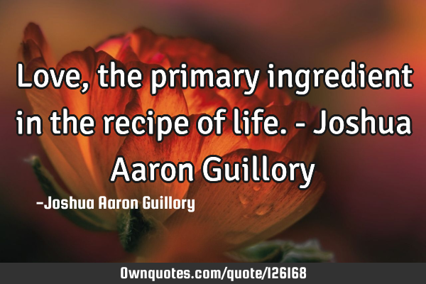 Love, the primary ingredient in the recipe of life. - Joshua Aaron G