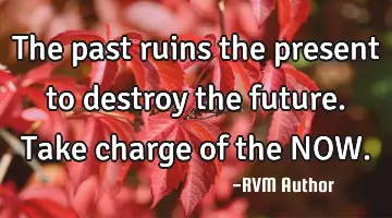 The past ruins the present to destroy the future. Take charge of the NOW.