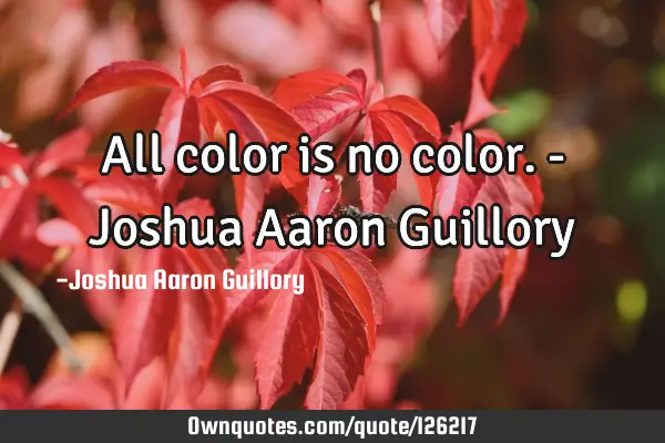 All color is no color. - Joshua Aaron G