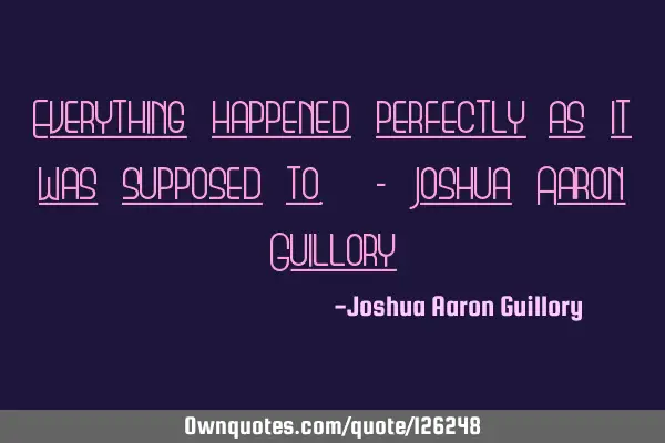 Everything happened perfectly as it was supposed to. - Joshua Aaron G