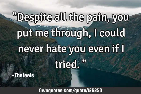 "Despite all the pain, you put me through, I could never hate you even if I tried."