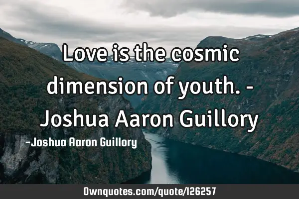 Love is the cosmic dimension of youth. - Joshua Aaron G