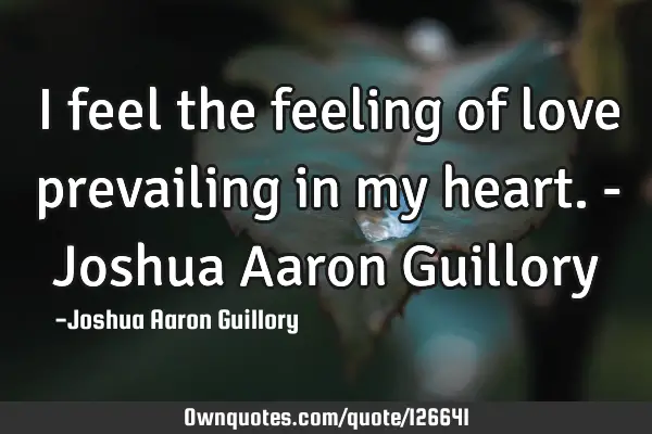 I feel the feeling of love prevailing in my heart. - Joshua Aaron G