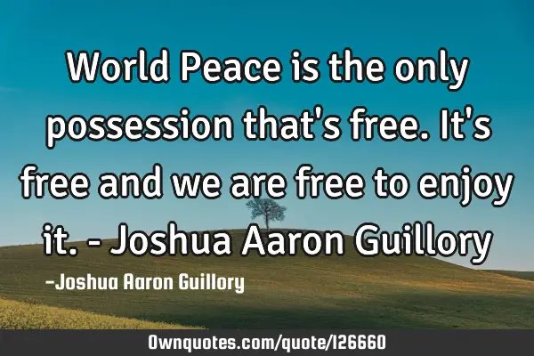 World Peace is the only possession that