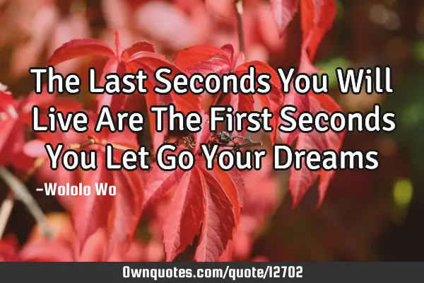 The Last Seconds You Will Live Are The First Seconds You Let Go Your D