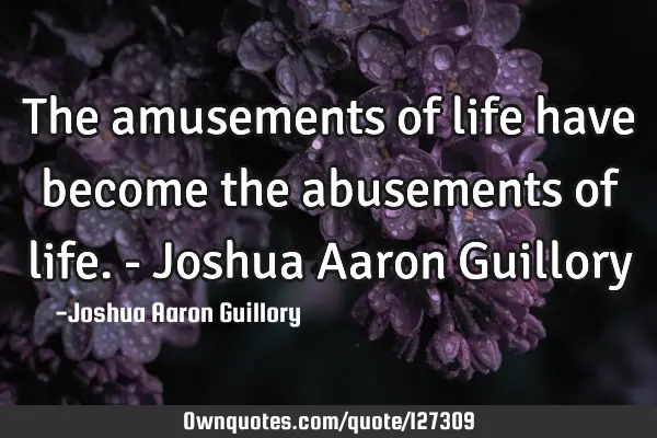 The amusements of life have become the abusements of life. - Joshua Aaron G