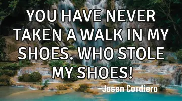 YOU HAVE NEVER TAKEN A WALK IN MY SHOES. WHO STOLE MY SHOES!