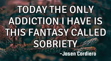 TODAY THE ONLY ADDICTION I HAVE IS THIS FANTASY CALLED SOBRIETY