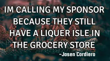 IM CALLING MY SPONSOR BECAUSE THEY STILL HAVE A LIQUER ISLE IN THE GROCERY STORE