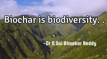 Biochar is biodiversity...