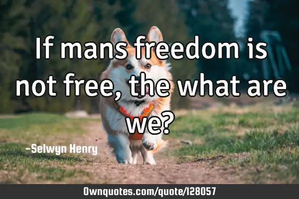 If mans freedom is not free, the what are we?