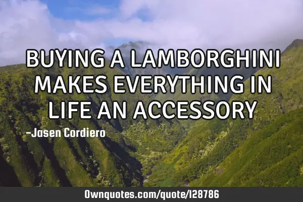 BUYING A LAMBORGHINI MAKES EVERYTHING IN LIFE AN ACCESSORY