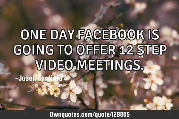 ONE DAY FACEBOOK IS GOING TO OFFER 12 STEP VIDEO MEETINGS