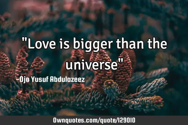 "Love is bigger than the universe"