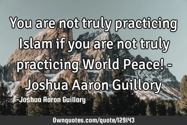 You are not truly practicing Islam if you are not truly practicing World Peace! - Joshua Aaron G