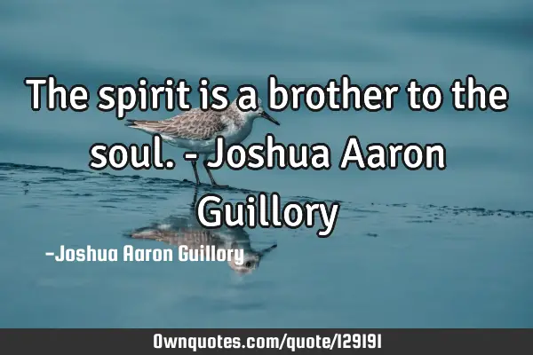 The spirit is a brother to the soul. - Joshua Aaron G