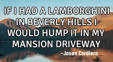 IF I HAD A LAMBORGHINI IN BEVERLY HILLS I WOULD HUMP IT IN MY MANSION DRIVEWAY