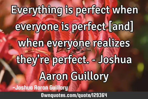 Everything is perfect when everyone is perfect [and] when everyone realizes they
