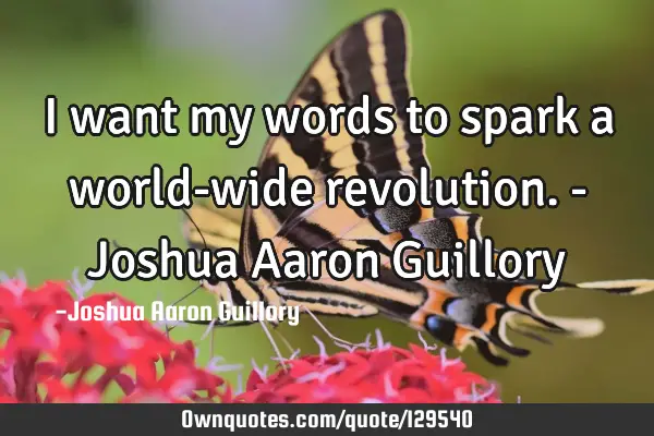 I want my words to spark a world-wide revolution. - Joshua Aaron G
