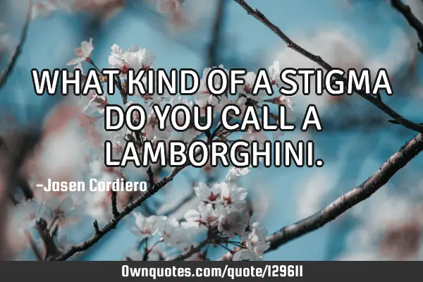 WHAT KIND OF A STIGMA DO YOU CALL A LAMBORGHINI