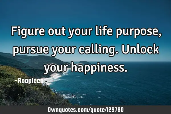Figure out your life purpose, pursue your calling. Unlock your