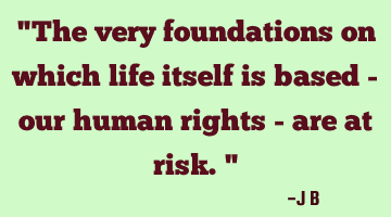 The very foundations on which life itself is based - our human rights - are at