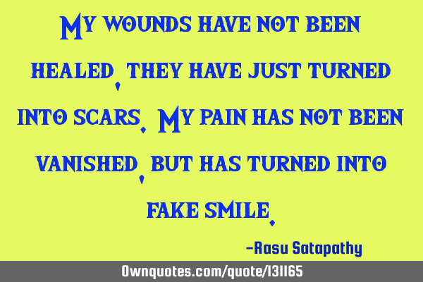 My wounds have not been healed, they have just turned into scars. My pain has not been vanished,
