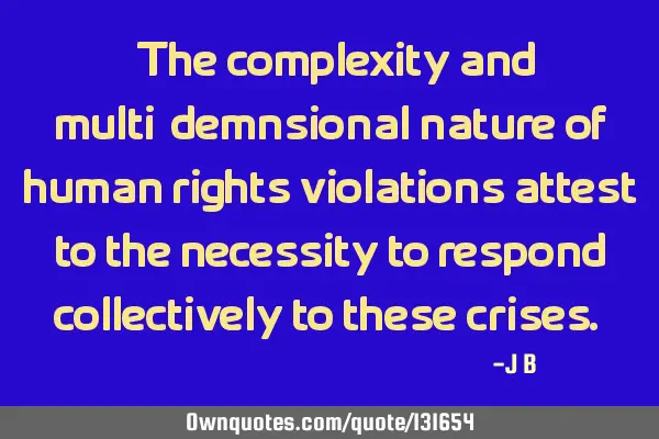The complexity and multi-dimensional nature of human rights violations attest to the necessity to