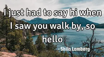 I just had to say hi when i saw you walk by,so hello♥