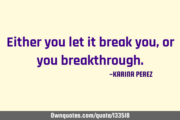 Either you let it break you, or you