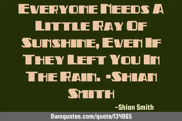 Everyone Needs A Little Ray Of Sunshine, Even If They Left You In The Rain. -Shian S