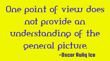 One point of view does not provide an understanding of the general picture.