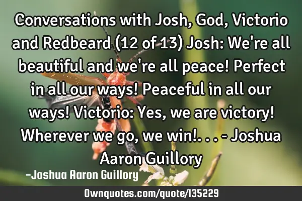Conversations with Josh, God, Victorio and Redbeard (12 of 13) Josh: We