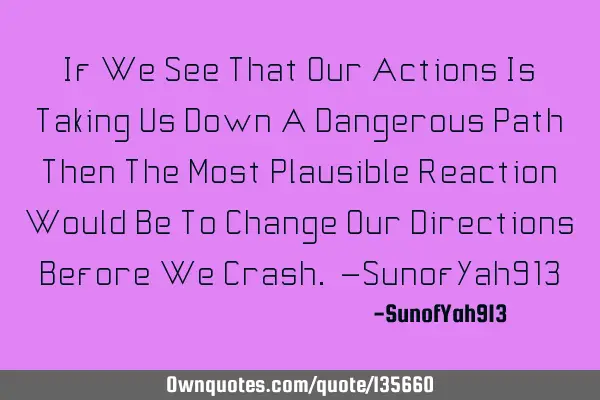 If We See That Our Actions Is Taking Us Down A Dangerous Path Then The Most Plausible Reaction W