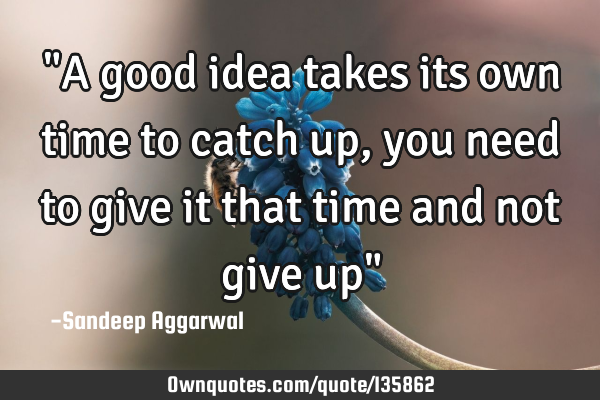 "A good idea takes its own time to catch up, you need to give it that time and not give up"