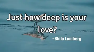Just how deep is your love?