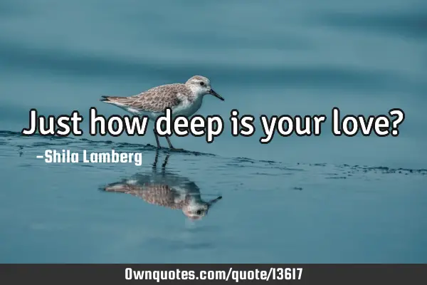 Just how deep is your love?