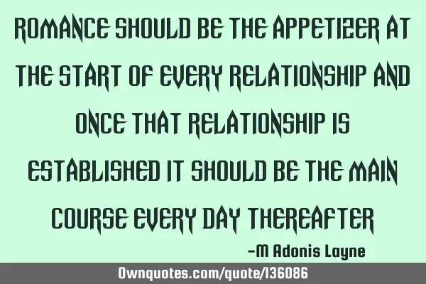 Romance should be the appetizer at the start of every relationship and once that relationship is