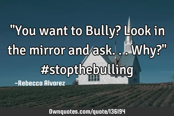 "You want to Bully? Look in the mirror and ask...Why?" #