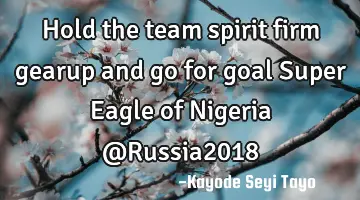 Hold the team spirit firm gearup and go for goal Super Eagle of Nigeria @Russia2018