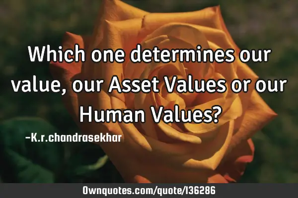 Which one determines our value, our Asset Values or our Human Values?