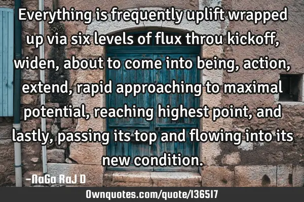 Everything is frequently uplift wrapped up via six levels of flux throu kickoff, widen, about to