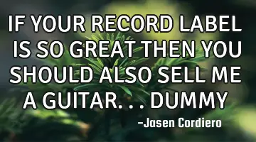 IF YOUR RECORD LABEL IS SO GREAT THEN YOU SHOULD ALSO SELL ME A GUITAR...DUMMY