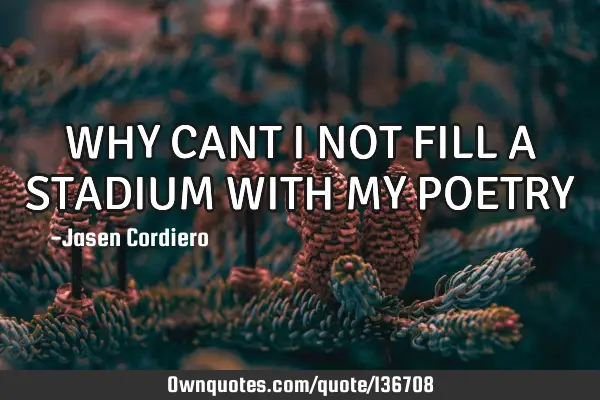 WHY CANT I NOT FILL A STADIUM WITH MY POETRY